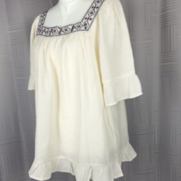 Blu Pepper Embroidered Ruffle Trim Blouse #044 - Picture 9 of 11